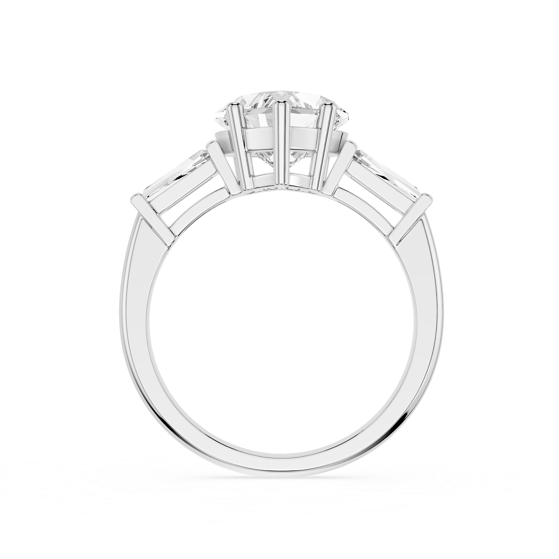 Heart Cut Lab Diamond Baguette Three Stone Ring
