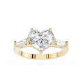 Heart Cut Lab Diamond Baguette Three Stone Ring