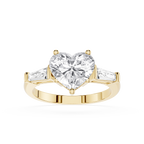 Heart Cut Lab Diamond Baguette Three Stone Ring
