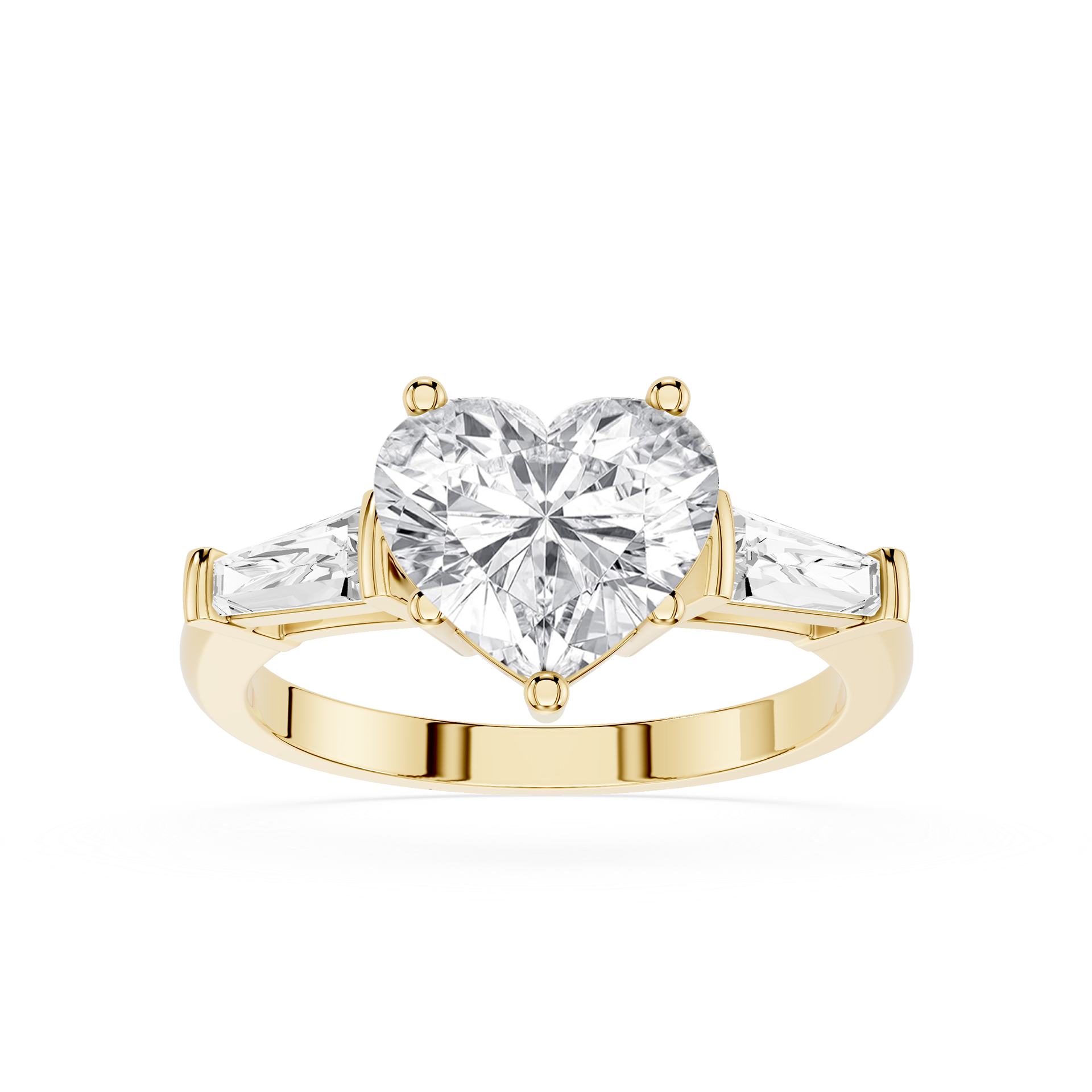Heart Cut Lab Diamond Baguette Three Stone Ring