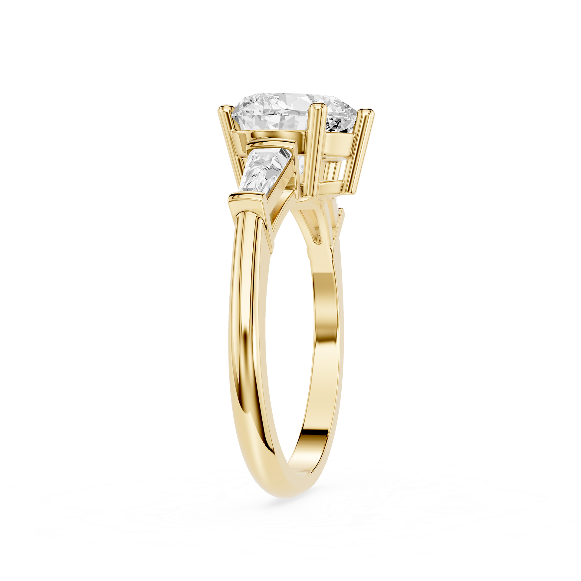 Heart Cut Lab Diamond Baguette Three Stone Ring