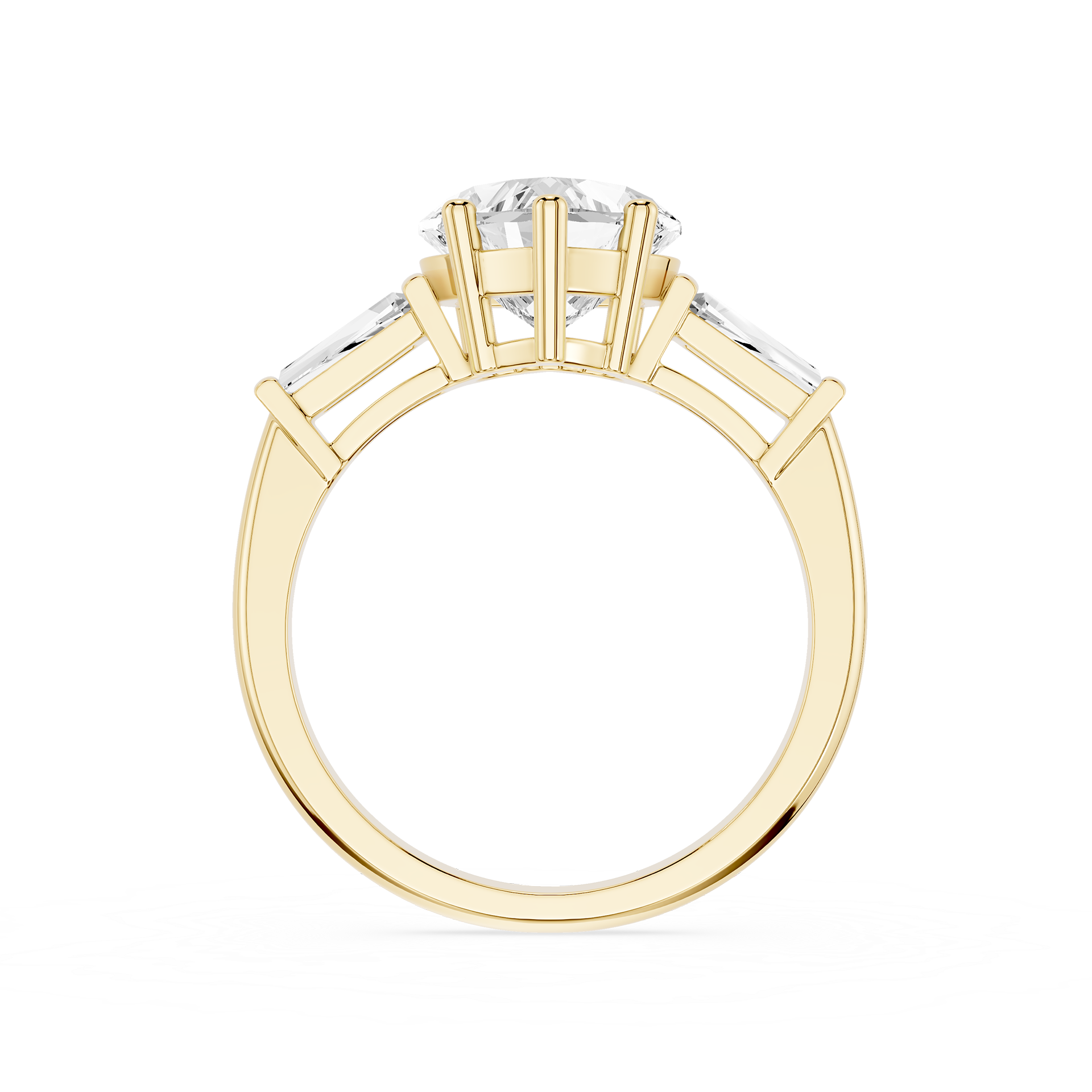 Heart Cut Lab Diamond Baguette Three Stone Ring