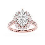 Oval Cut Lab Diamond Floral Halo Engagement Ring
