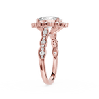 Oval Cut Lab Diamond Floral Halo Engagement Ring