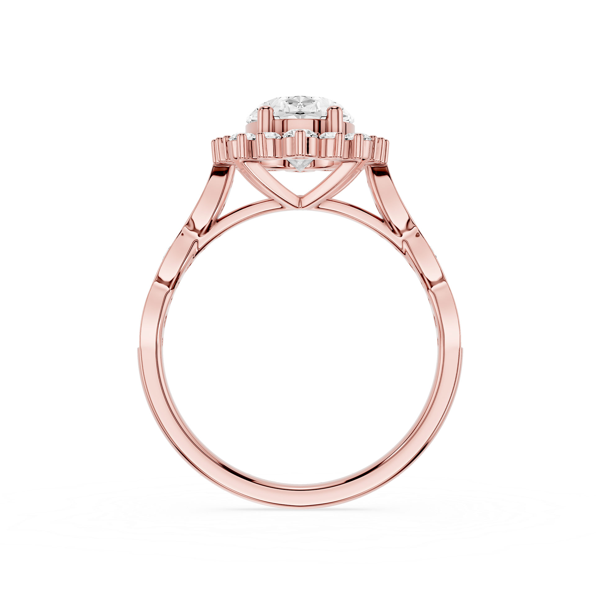 Oval Cut Lab Diamond Floral Halo Engagement Ring