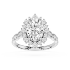 Oval Cut Lab Diamond Floral Halo Engagement Ring