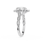 Oval Cut Lab Diamond Floral Halo Engagement Ring