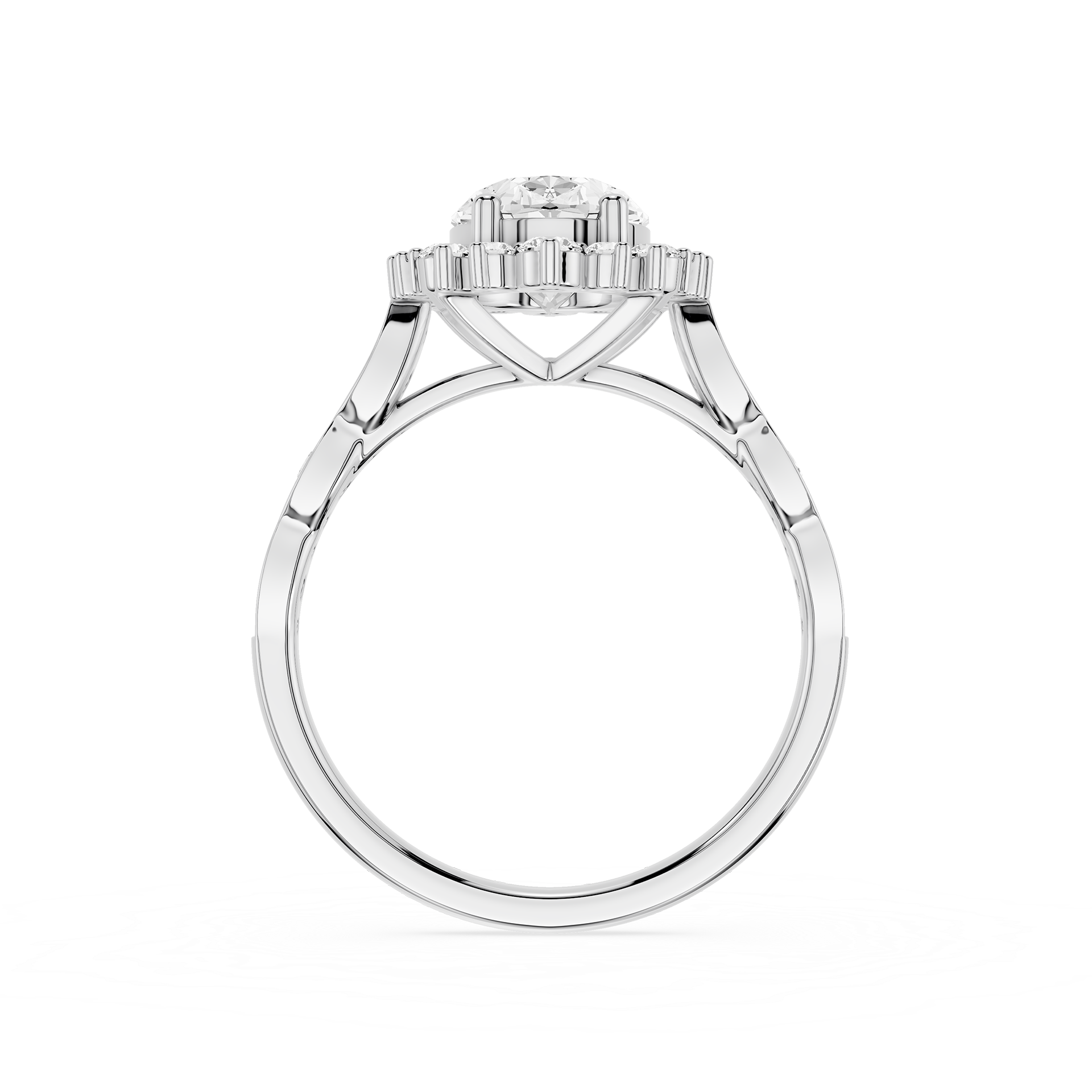Oval Cut Lab Diamond Floral Halo Engagement Ring