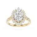 Oval Cut Lab Diamond Floral Halo Engagement Ring