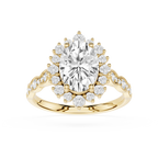 Oval Cut Lab Diamond Floral Halo Engagement Ring