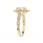 Oval Cut Lab Diamond Floral Halo Engagement Ring