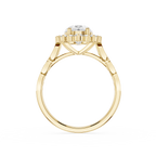 Oval Cut Lab Diamond Floral Halo Engagement Ring