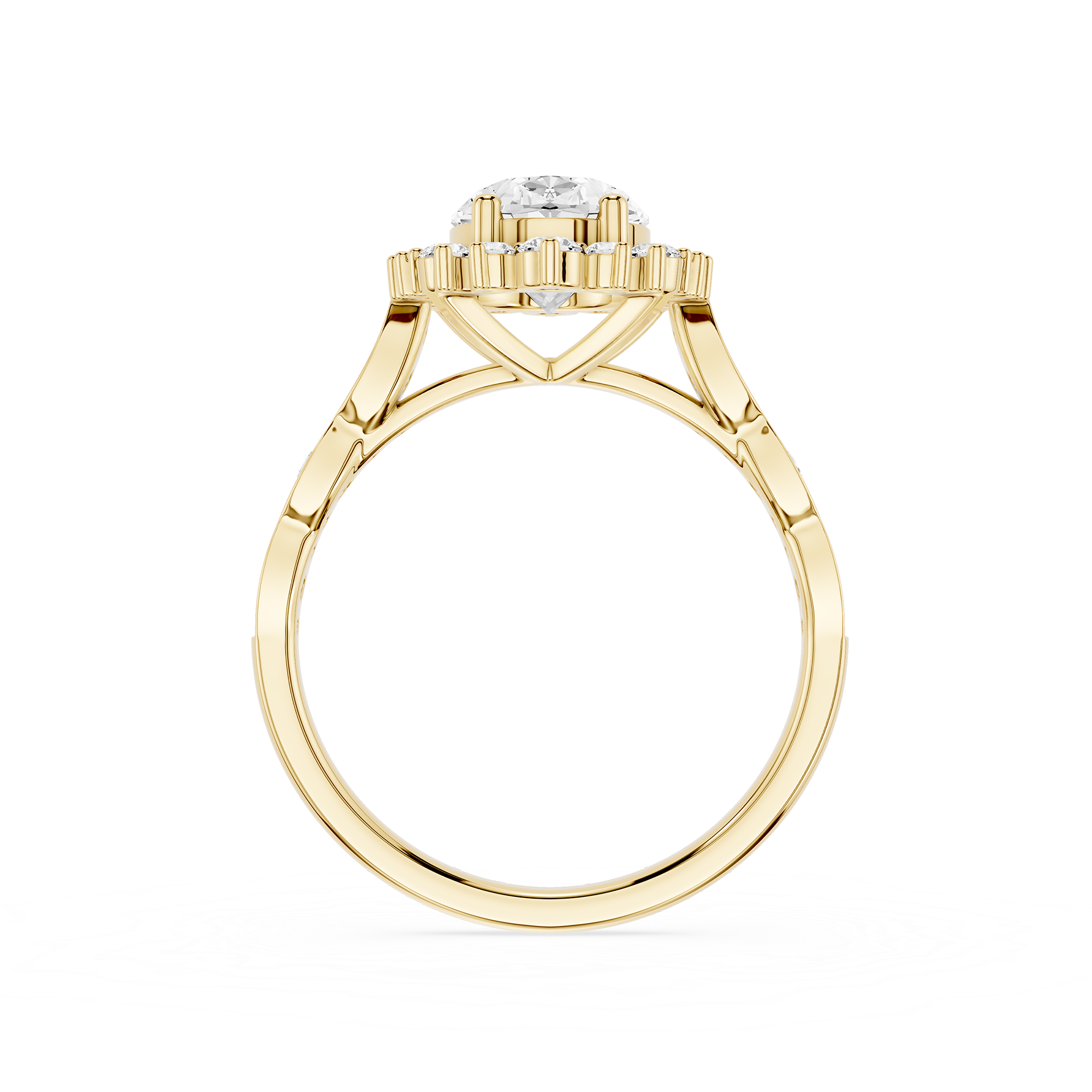 Oval Cut Lab Diamond Floral Halo Engagement Ring