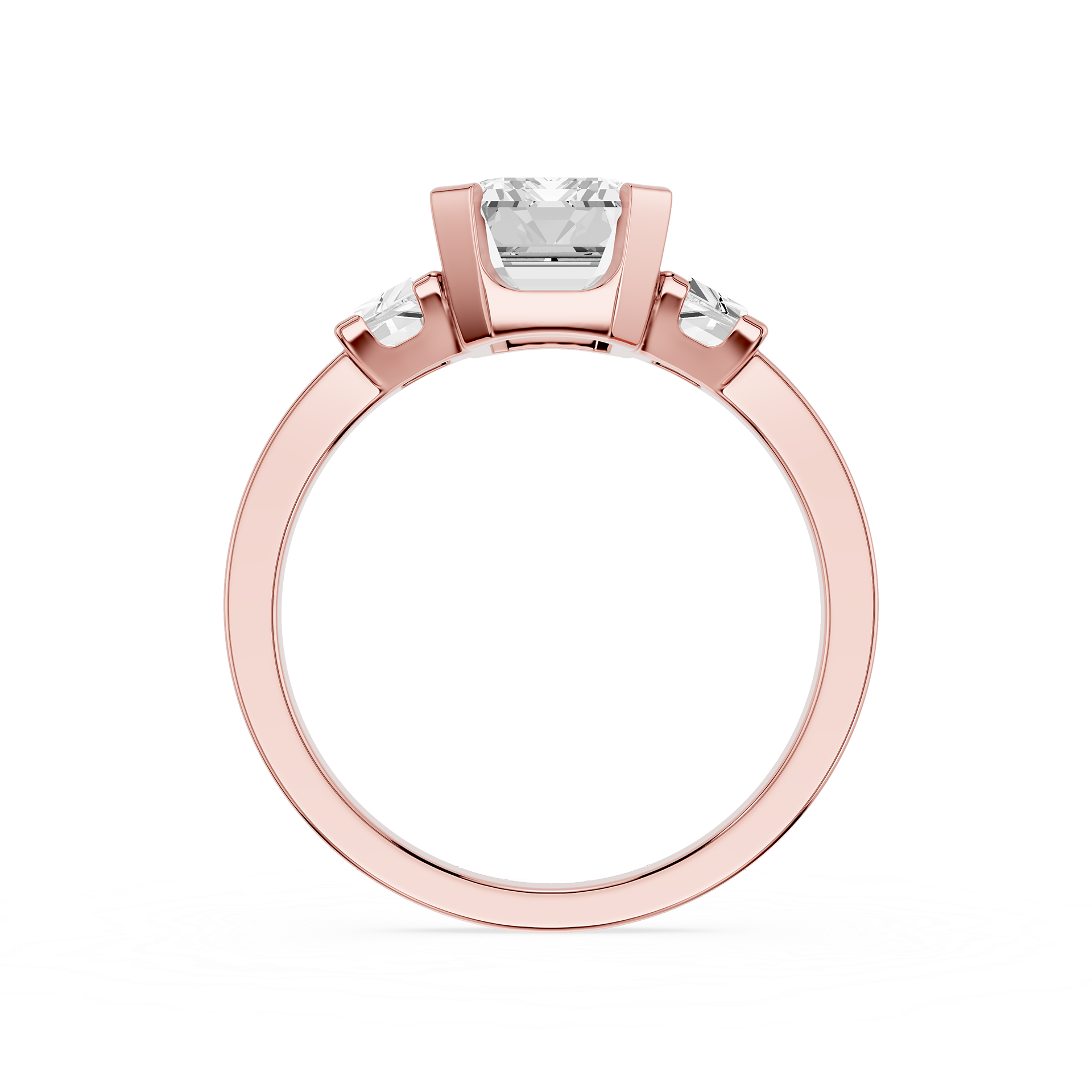 Emerald Cut Lab Diamond Three Stone Engagement Ring