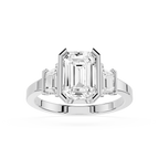 Emerald Cut Lab Diamond Three Stone Engagement Ring