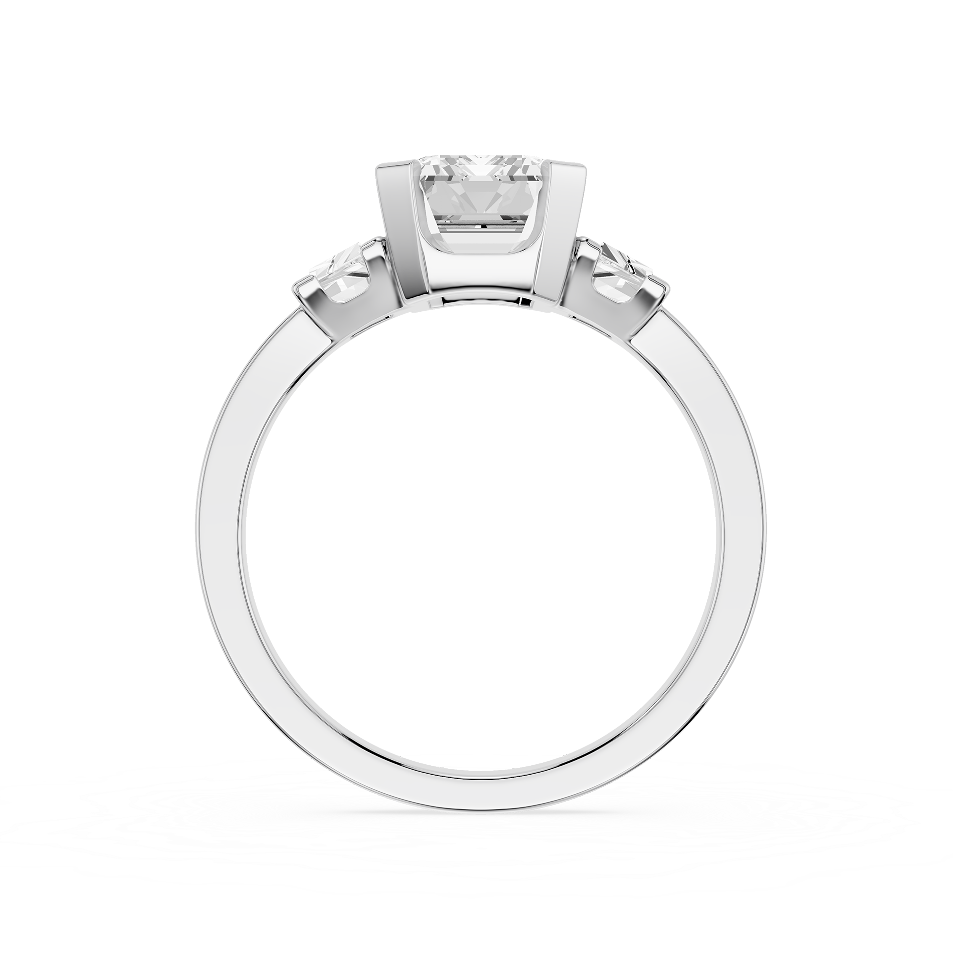Emerald Cut Lab Diamond Three Stone Engagement Ring