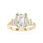 Emerald Cut Lab Diamond Three Stone Engagement Ring