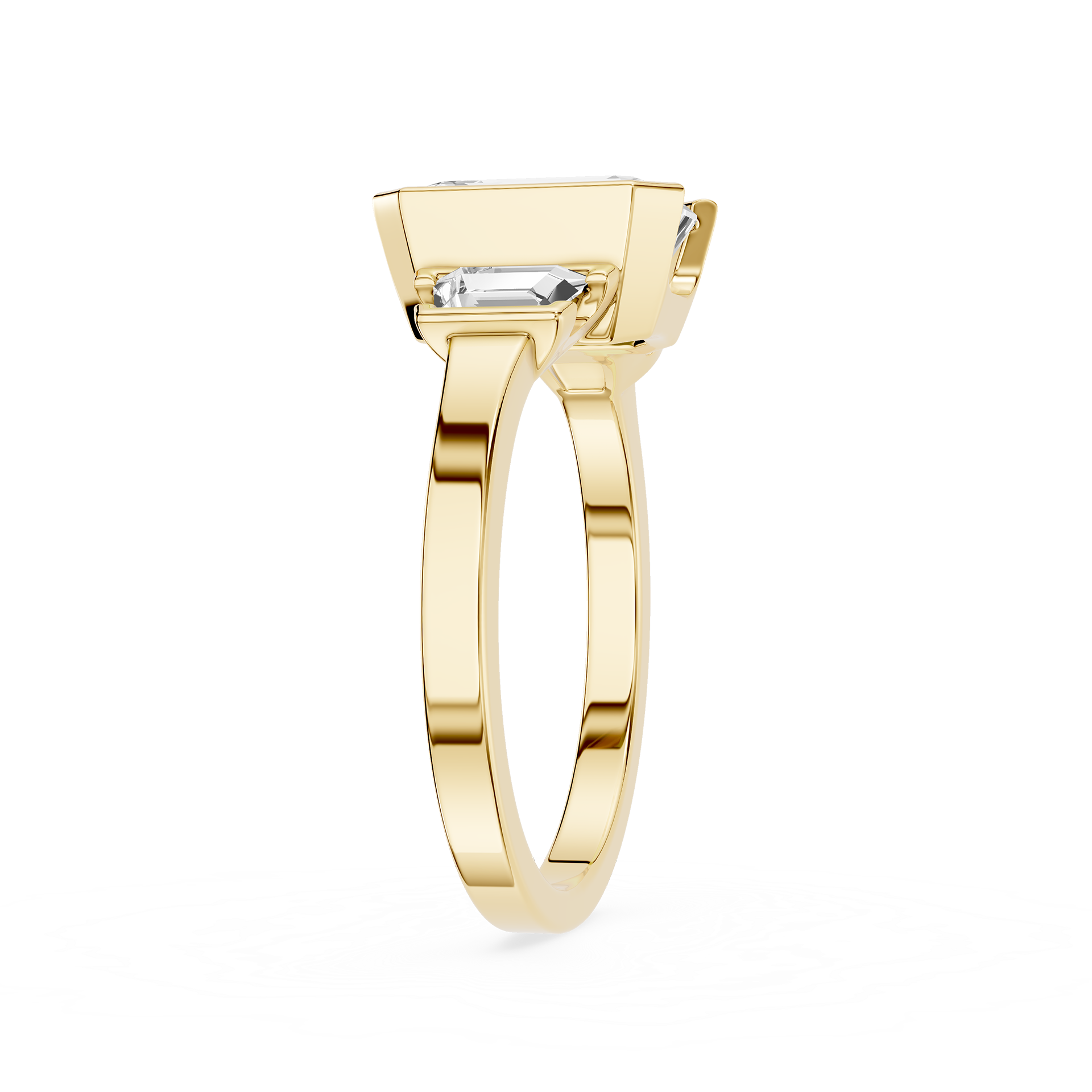 Emerald Cut Lab Diamond Three Stone Engagement Ring