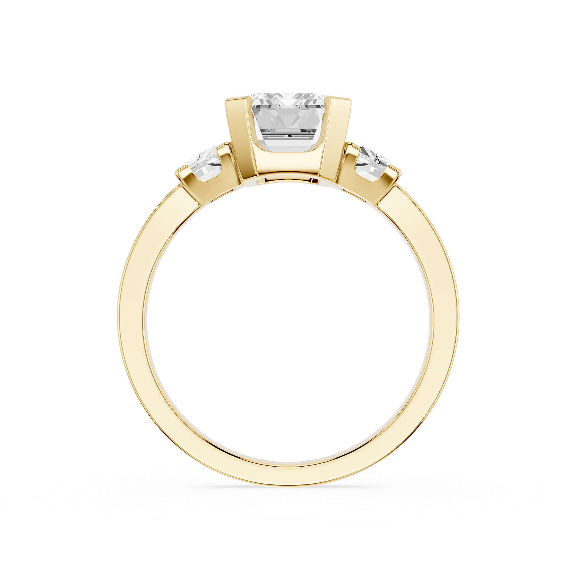 Emerald Cut Lab Diamond Three Stone Engagement Ring