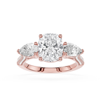 Cushion Cut Lab Diamond Three Stone Pear Ring