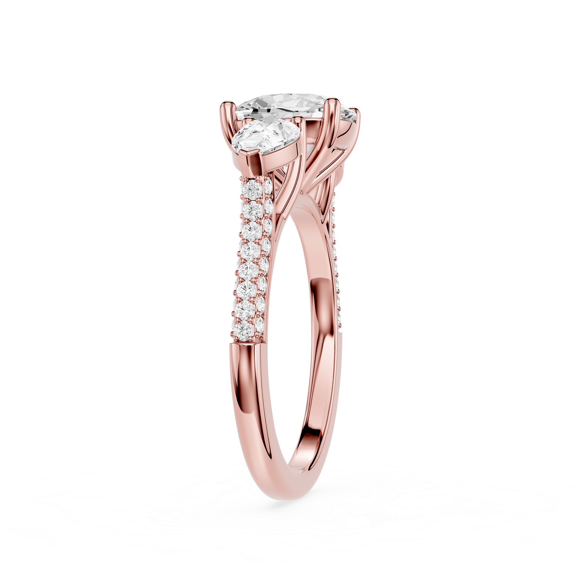 Cushion Cut Lab Diamond Three Stone Pear Ring