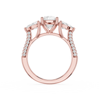 Cushion Cut Lab Diamond Three Stone Pear Ring