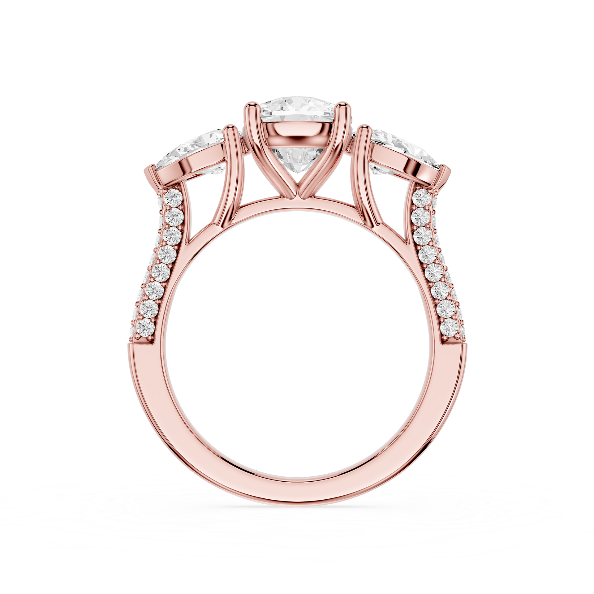 Cushion Cut Lab Diamond Three Stone Pear Ring