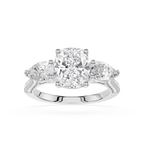 Cushion Cut Lab Diamond Three Stone Pear Ring