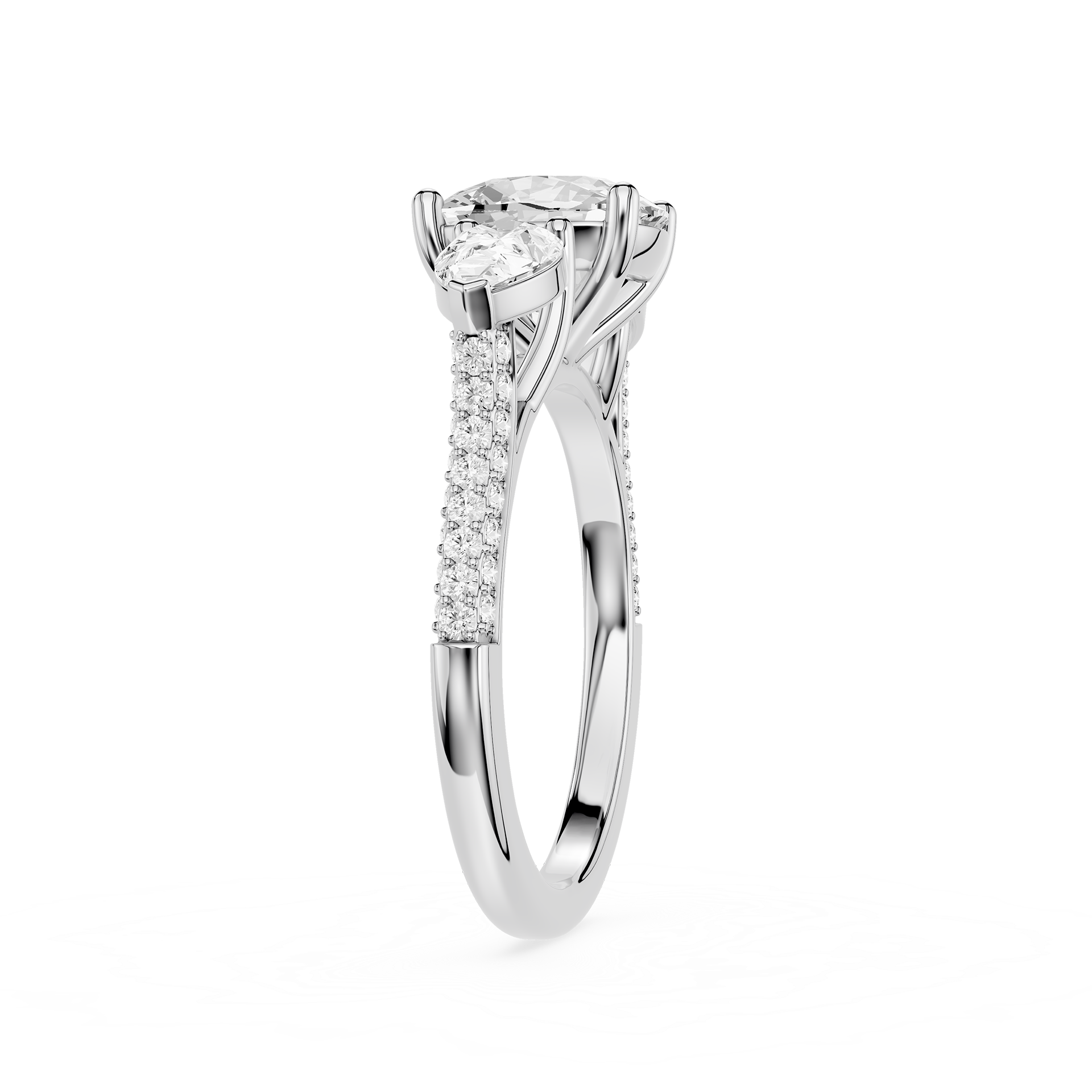Cushion Cut Lab Diamond Three Stone Pear Ring