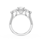 Cushion Cut Lab Diamond Three Stone Pear Ring