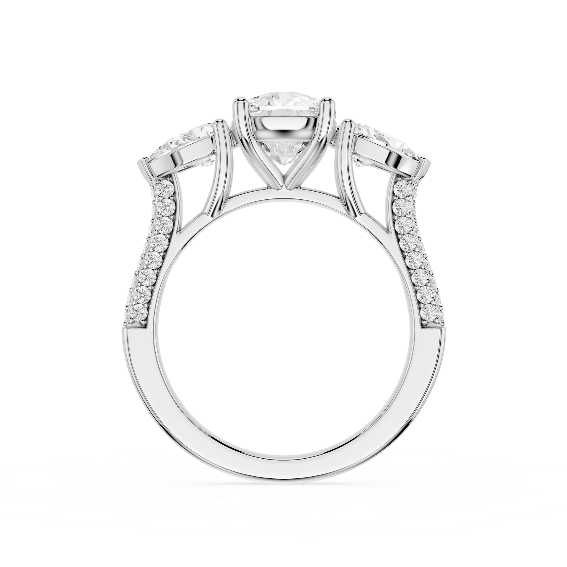 Cushion Cut Lab Diamond Three Stone Pear Ring
