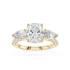 Cushion Cut Lab Diamond Three Stone Pear Ring