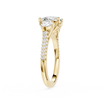 Cushion Cut Lab Diamond Three Stone Pear Ring