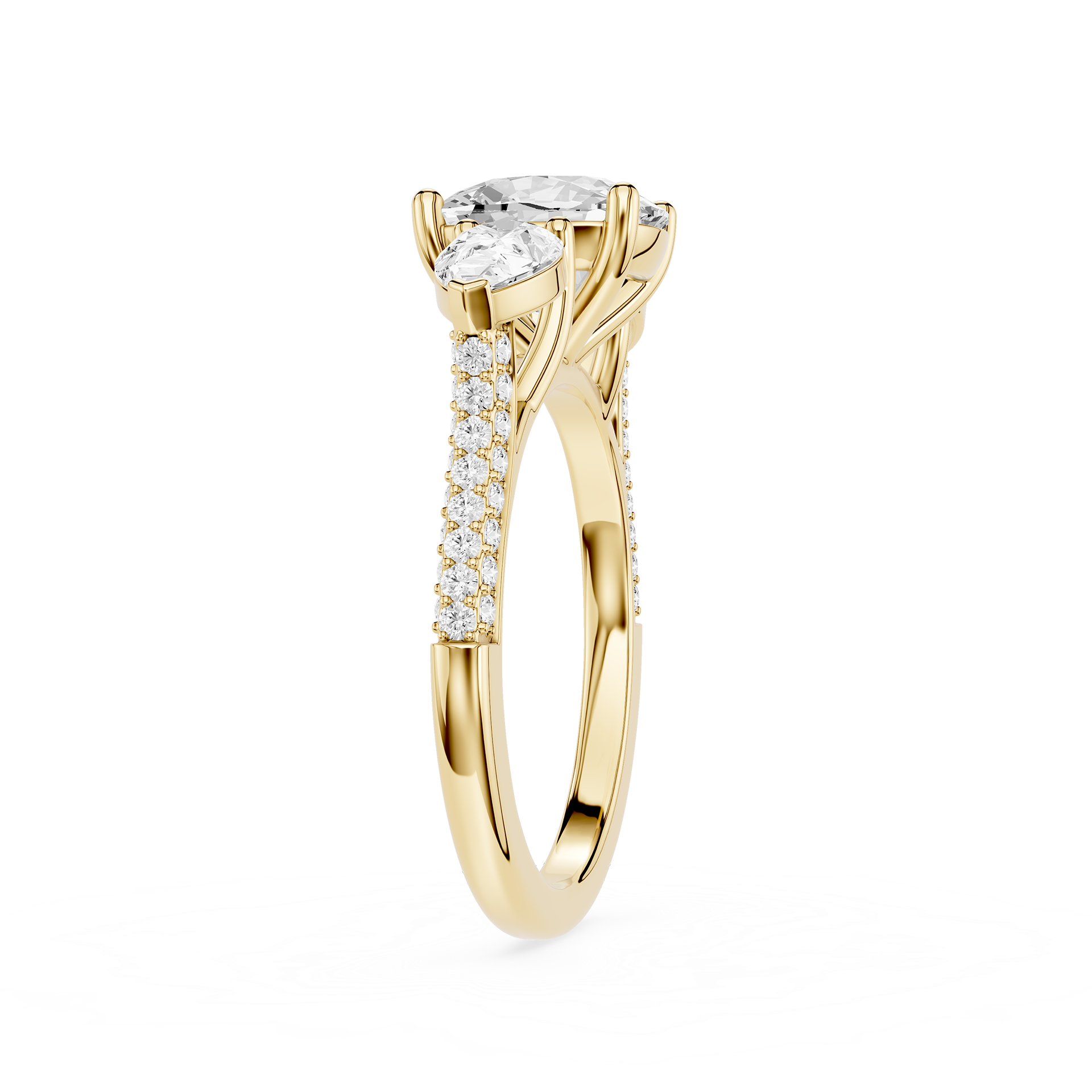 Cushion Cut Lab Diamond Three Stone Pear Ring