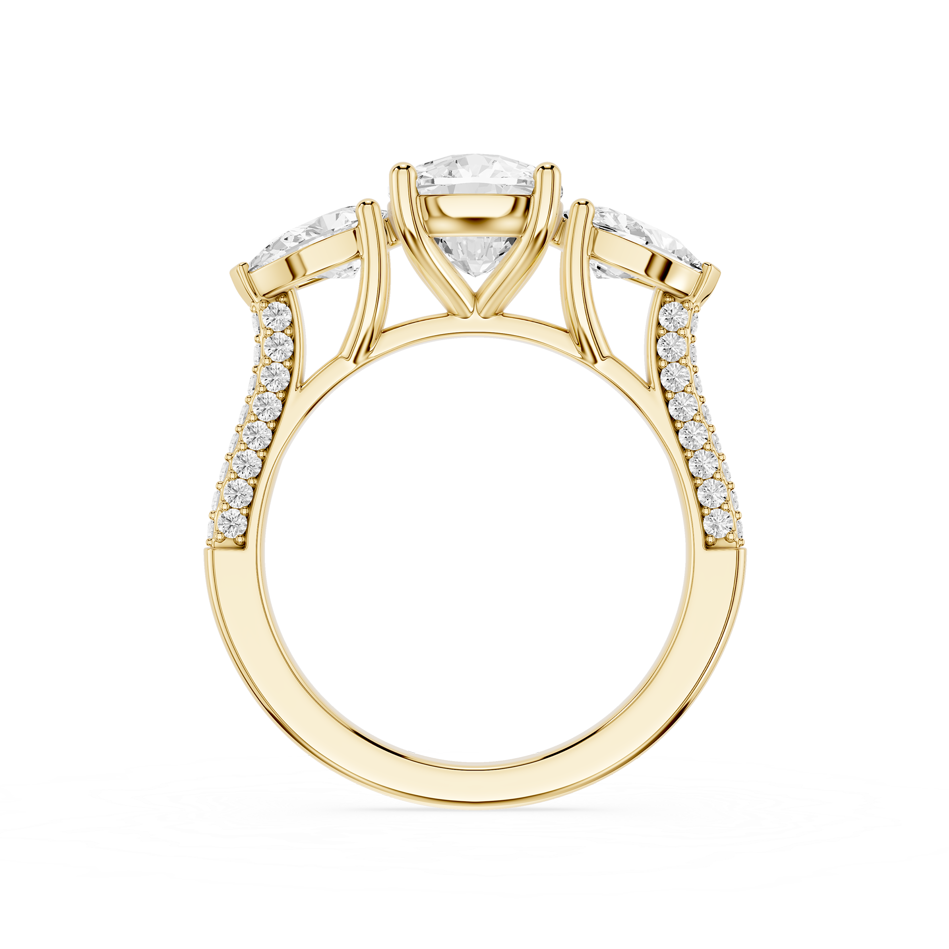 Cushion Cut Lab Diamond Three Stone Pear Ring