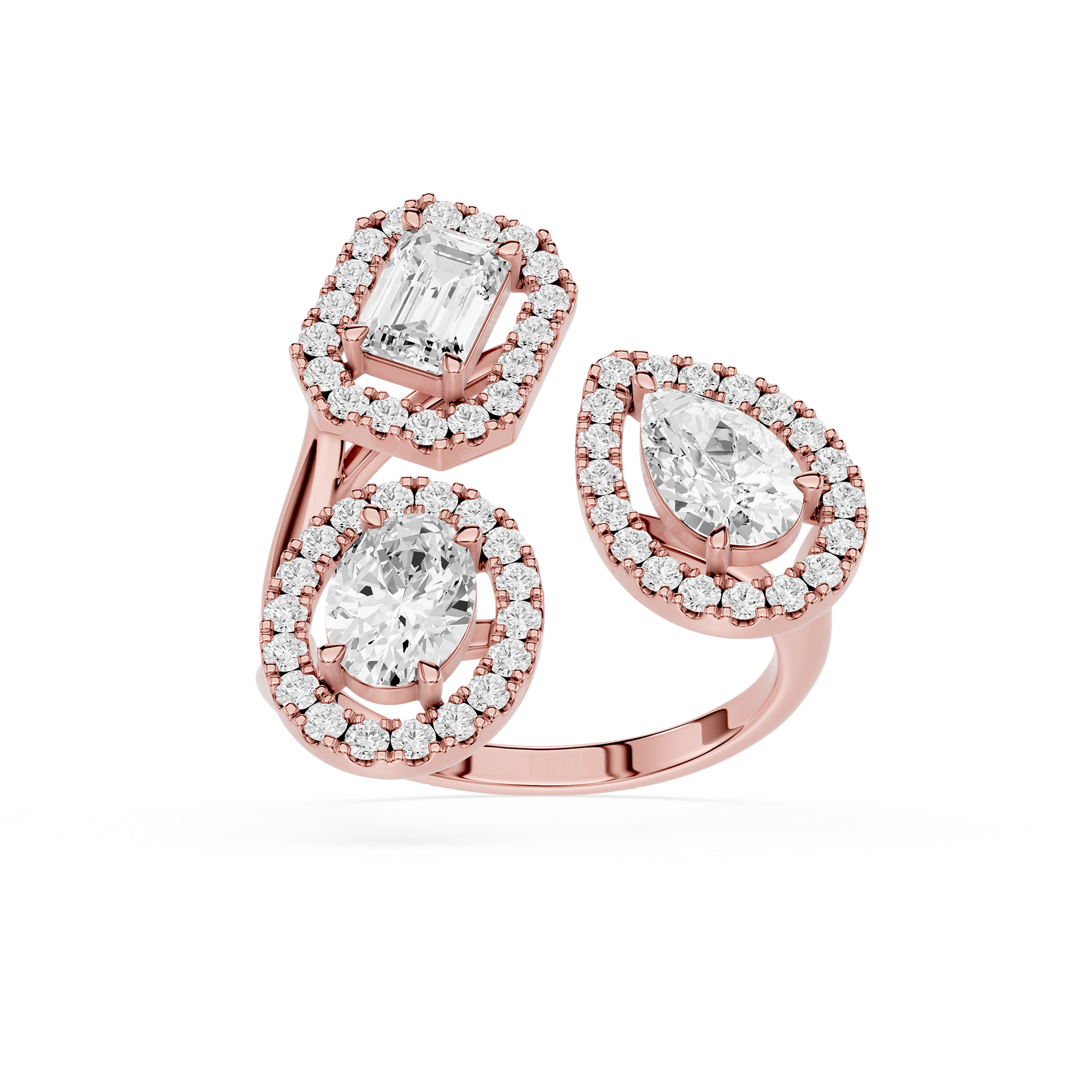 Multi Shape Lab Diamond Open Wrap Halo Ring