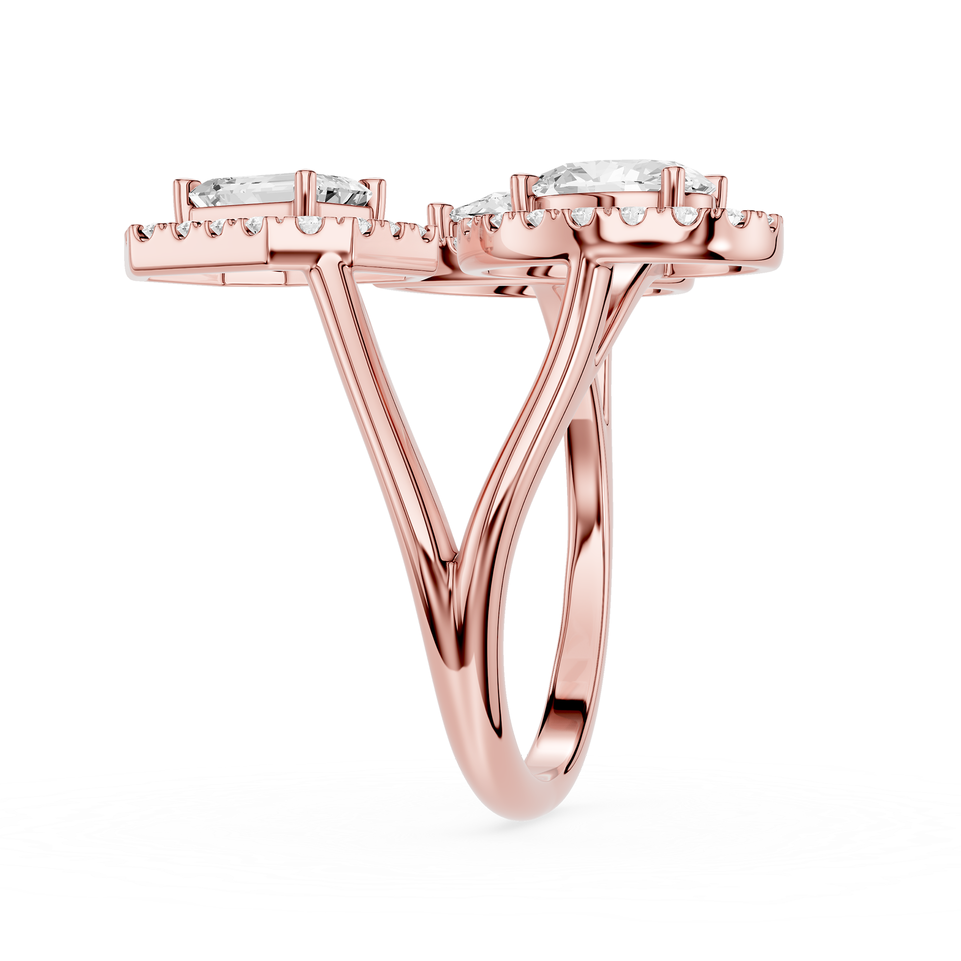 Multi Shape Lab Diamond Open Wrap Halo Ring