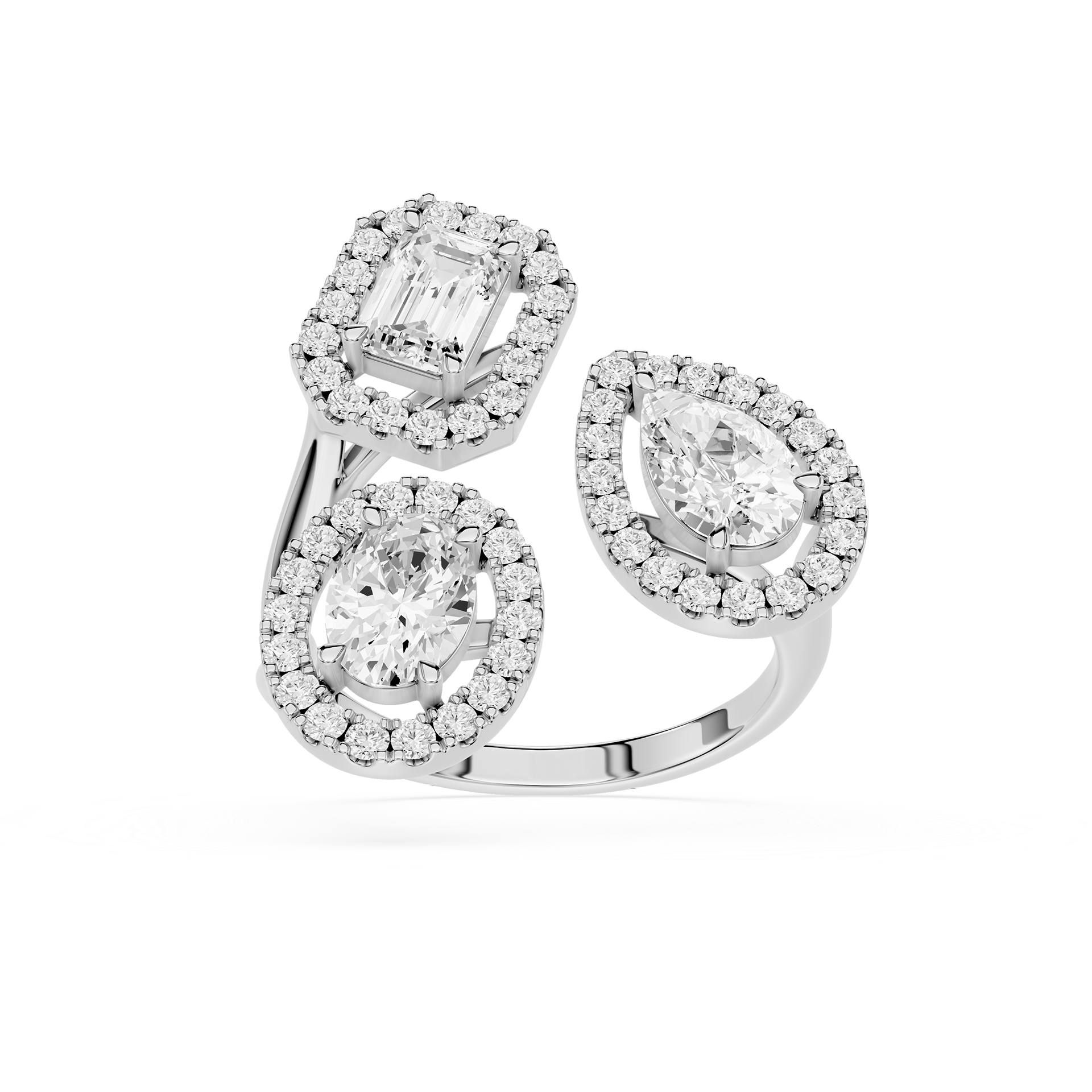 Multi Shape Lab Diamond Open Wrap Halo Ring