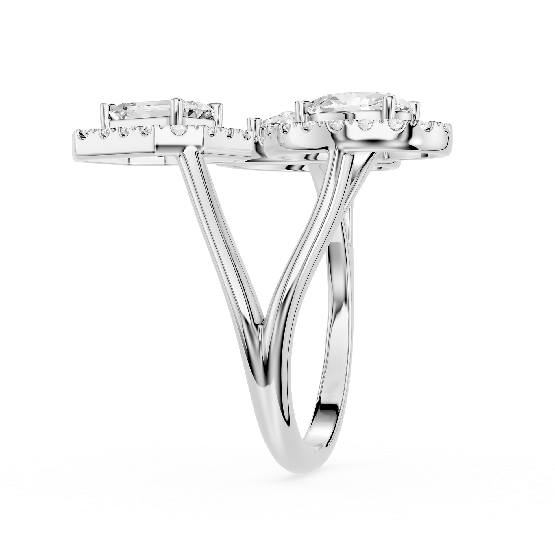 Multi Shape Lab Diamond Open Wrap Halo Ring