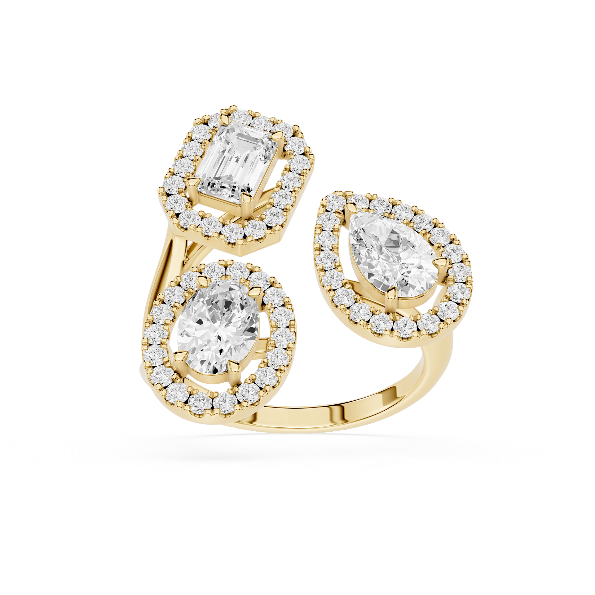 Multi Shape Lab Diamond Open Wrap Halo Ring