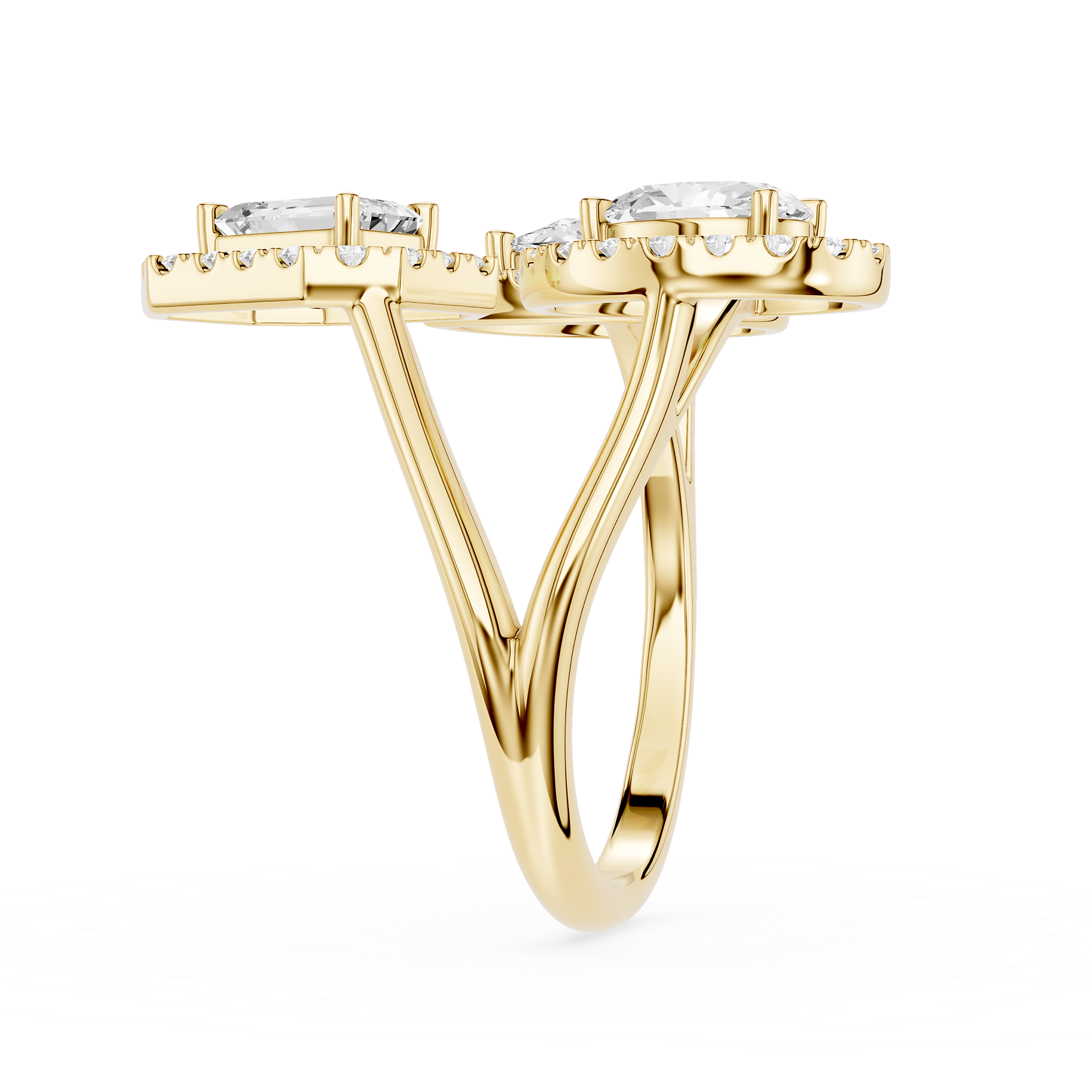 Multi Shape Lab Diamond Open Wrap Halo Ring