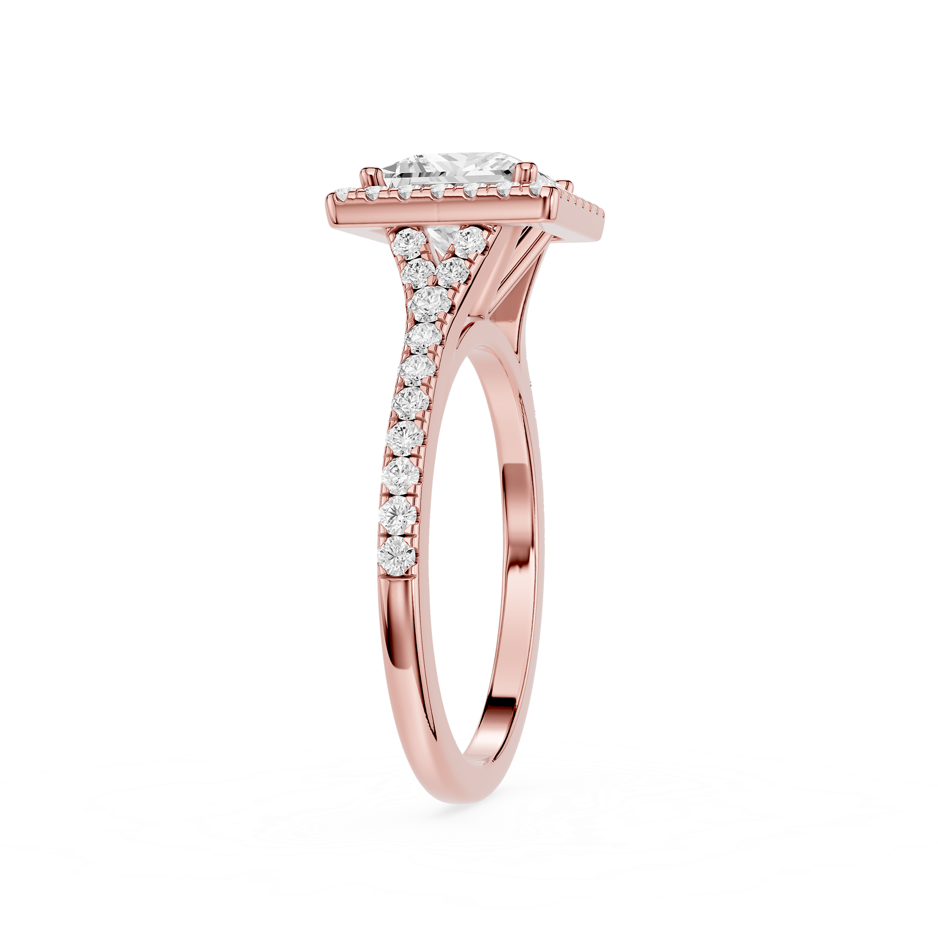 Princess Cut Lab Diamond Halo Engagement Ring