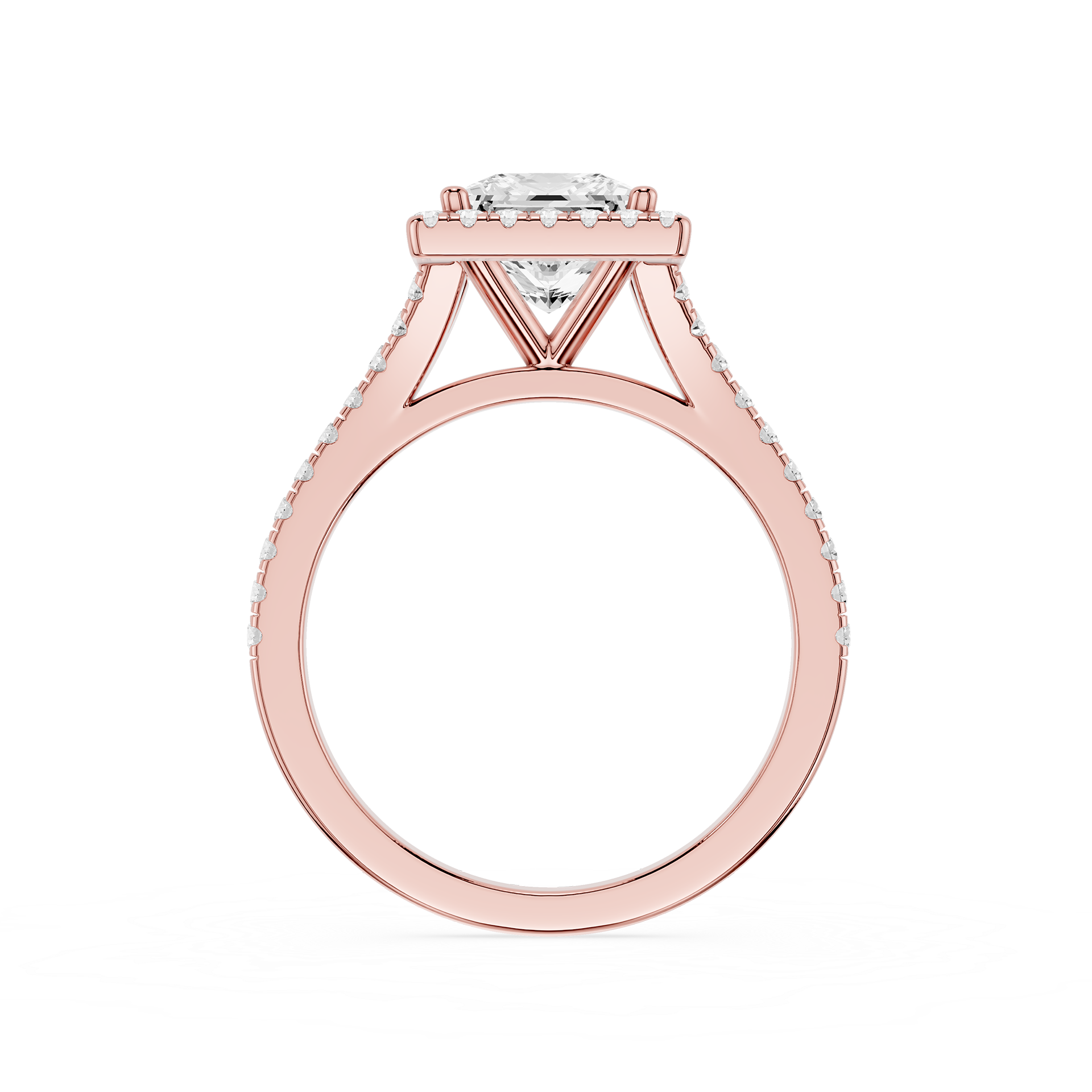 Princess Cut Lab Diamond Halo Engagement Ring