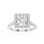 Princess Cut Lab Diamond Halo Engagement Ring