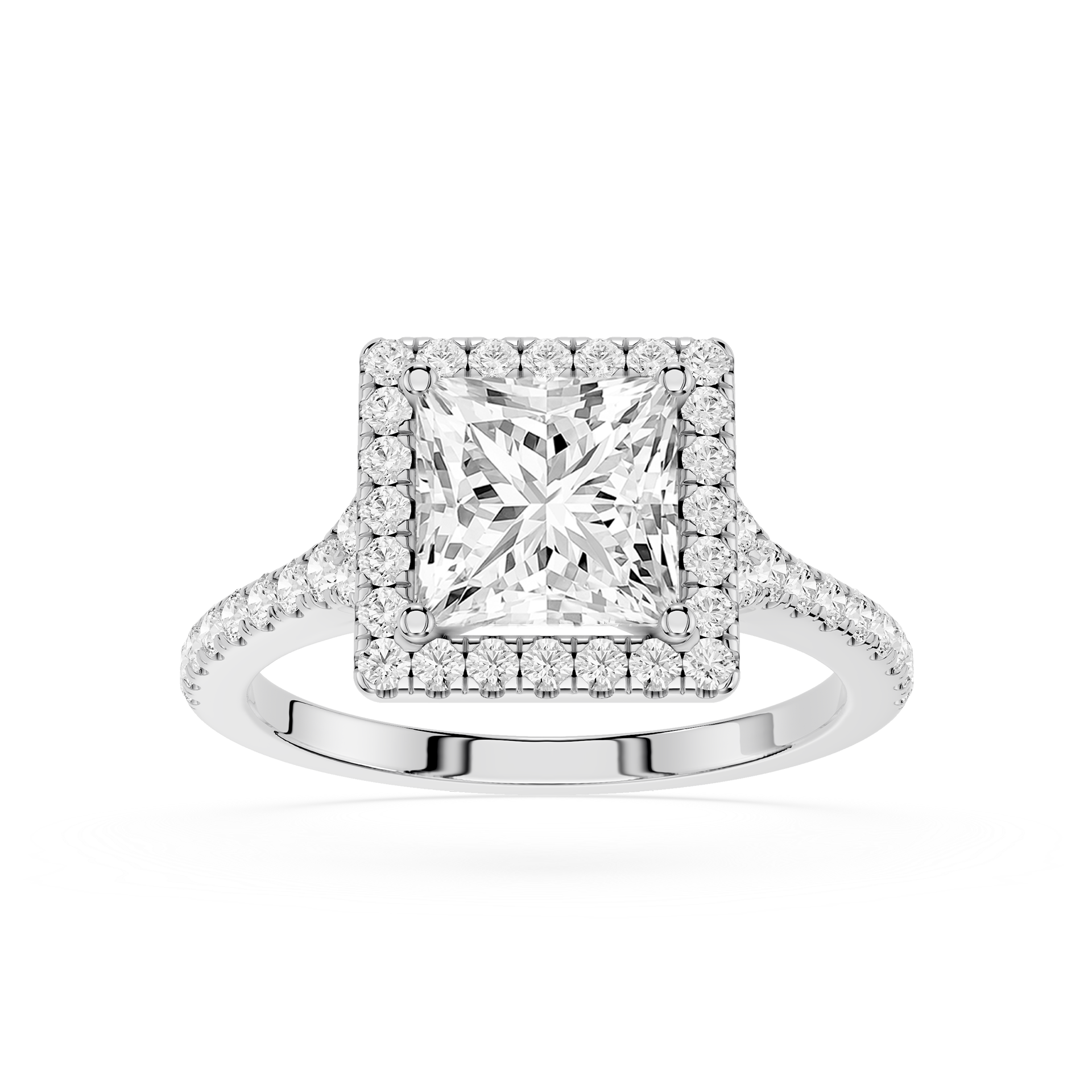 Princess Cut Lab Diamond Halo Engagement Ring