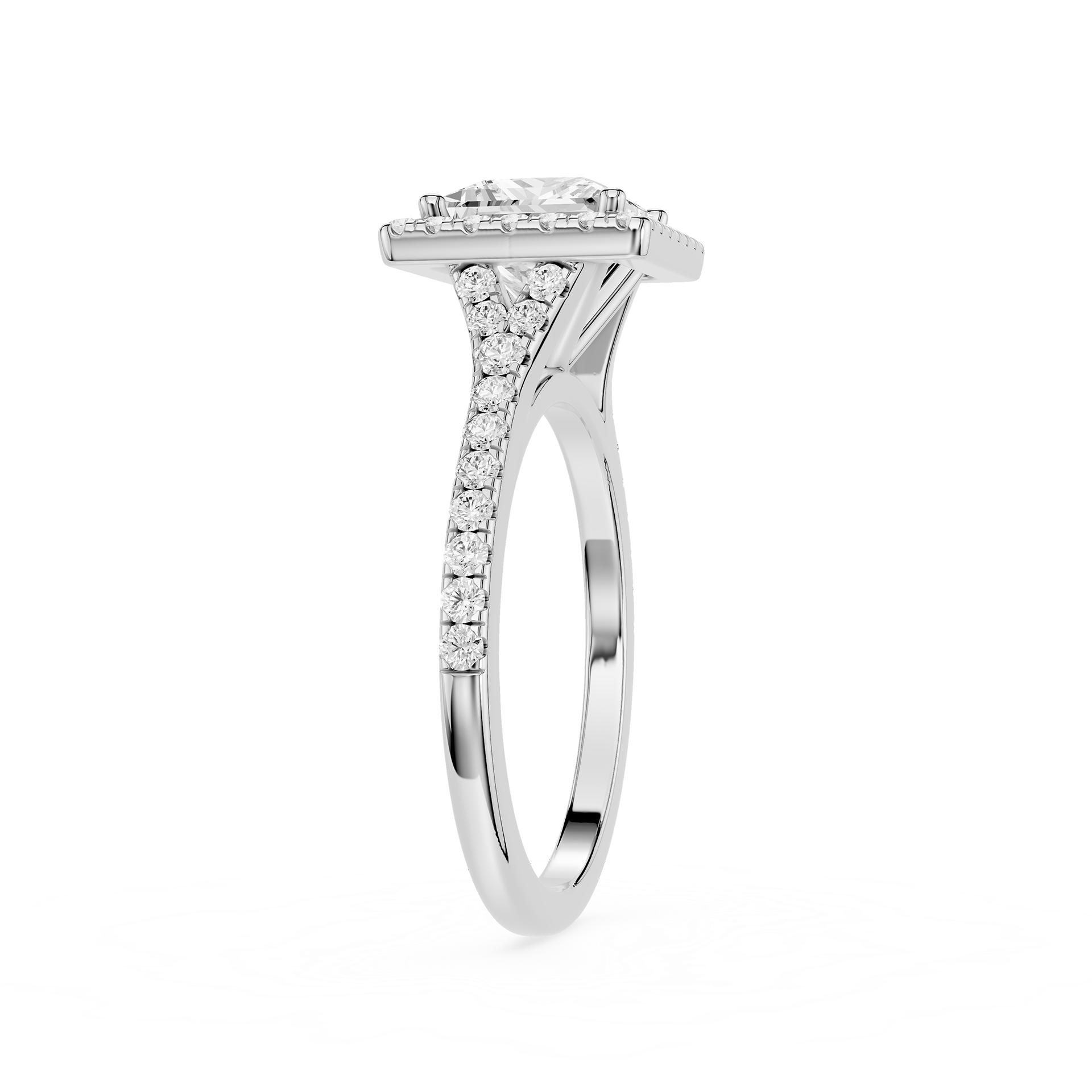 Princess Cut Lab Diamond Halo Engagement Ring