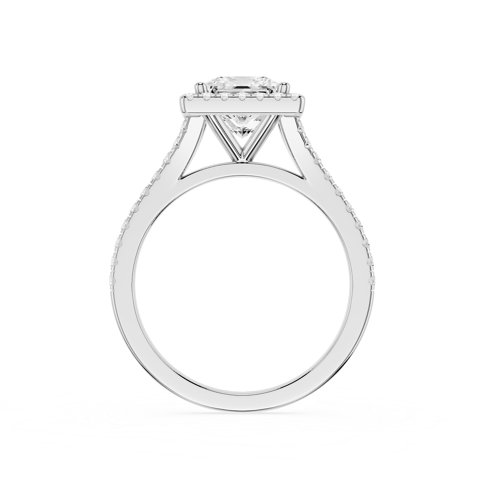 Princess Cut Lab Diamond Halo Engagement Ring