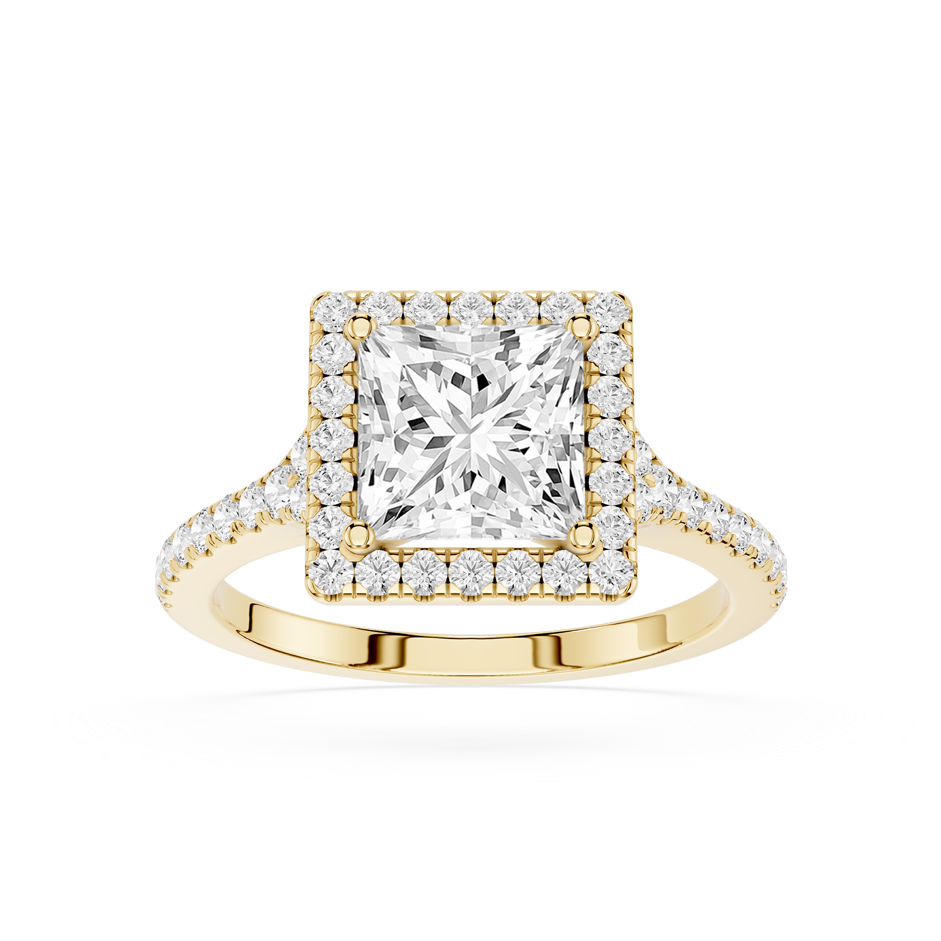 Princess Cut Lab Diamond Halo Engagement Ring