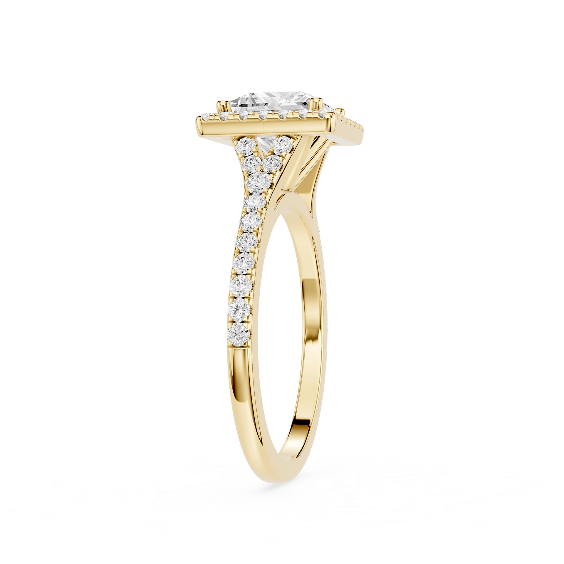 Princess Cut Lab Diamond Halo Engagement Ring