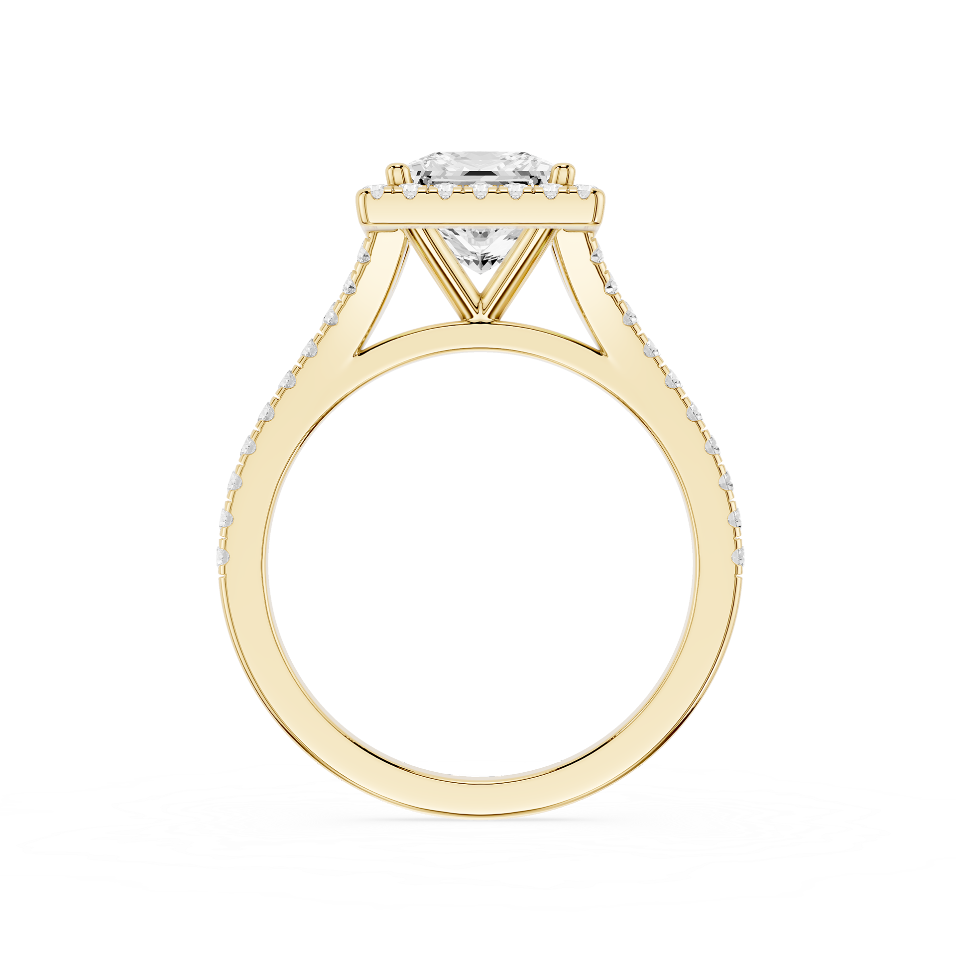 Princess Cut Lab Diamond Halo Engagement Ring